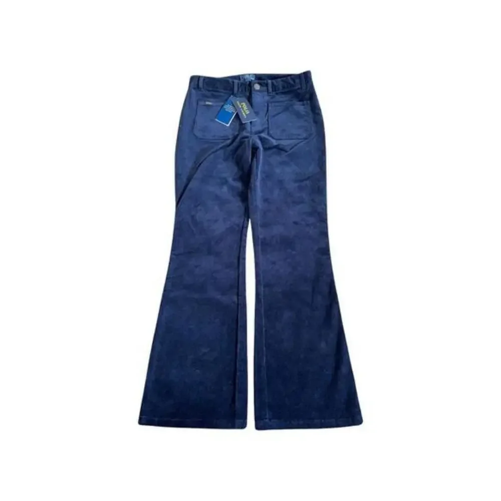 POLO RALPH LAUREN Girls Solid Blue Stretch Velvet Legging Pants NEW NWT Size 12